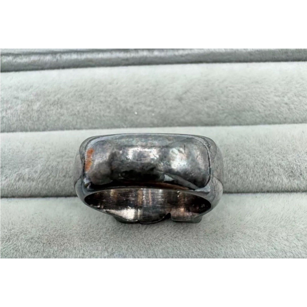CHANEL Vintage 20th Century Silver Ring Size 6.5 with Enamel Logo Design & COA - Picture 4 of 11